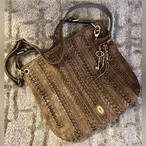 Fossil Vintage Authentic 100% Leather Authentic Weave Crossbody bag